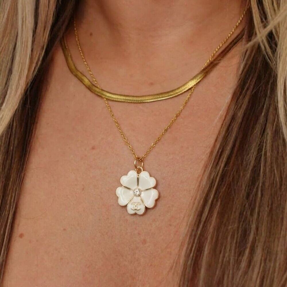 ✨VINTAGE CHANEL CC Floral Charm Repurposed necklace